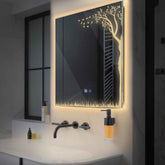 LED Spiegel Quadratisch | Touch-Schalter | Anti-Beschlag-Funktion | Warmweißes Licht - Reyze Seria Good Vibes Model 8